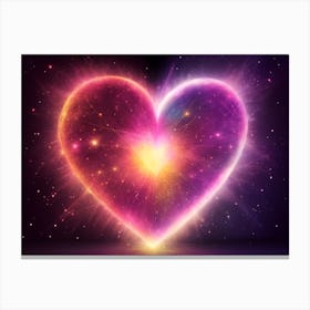 A Colorful Glowing Heart On A Dark Background Horizontal Composition 90 Canvas Print