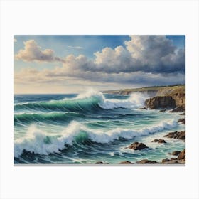 Power and Grace on the Edge of the World Waves Crashing On Rocks Canvas Print