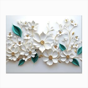 3d Illustration Flowers White Background 3 Canvas Print