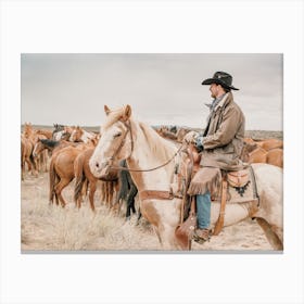 Cowboy On Horse Canvas Print