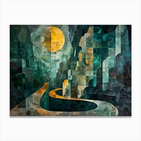 Road To The Moon, Cubism Canvas Print