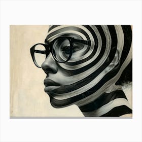Typographic Illusions in Surreal Frames: Black And White Painting Canvas Print
