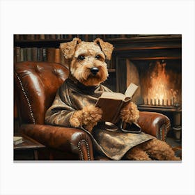 Classy Airedale At The Bar 5 Canvas Print