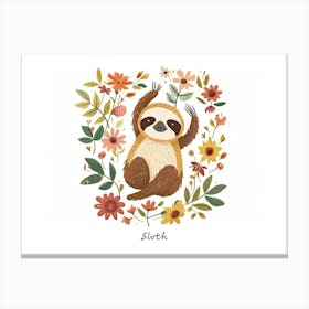 Little Floral Sloth 3 Poster Canvas Print