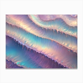 Abstract Iridescent Waves Pattern In Pastel Pink, Blue And Purple Hues With 3d Effect And Glittering Texture Canvas Print