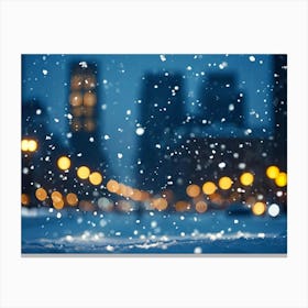 Snow Falling In The City Canvas Print