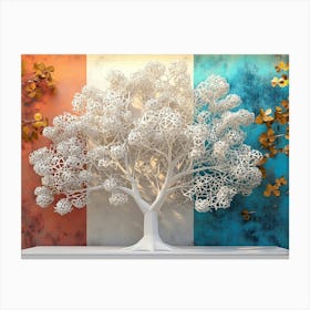 3d Oak Showcasing An Ethereal Tree With White Lattice And A Vibrant Canvas Print