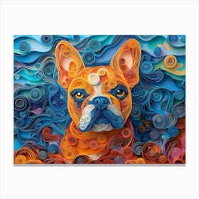 French Bulldog Paper Quilling Dog Portrait IV Canvas Print