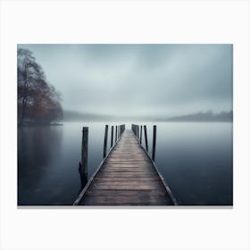 Pier On A Foggy Lake Canvas Print