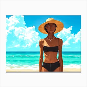 Illustration of an African American woman at the beach 3 Canvas Print