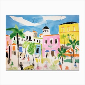 Rimini Italy Cute Watercolour Illustration 4 Canvas Print