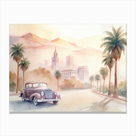 Vintage Car In Los Angeles Canvas Print