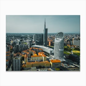 Milan Skyline with Traffic and Skyscrapers, Italy City Print Canvas Print
