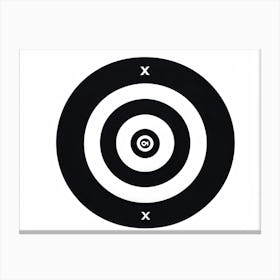 A White Logotype Centered On A Black Dartboard Depicting A Game Of Bullseye Symbolizing Achievement (3) Canvas Print