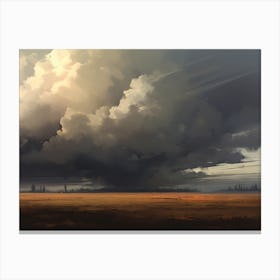 Storm Clouds Over Field Vintage Canvas Print