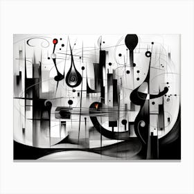 Cosmic Symphony Abstract Black And White 4 Canvas Print