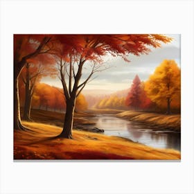 Autumn Landscape Painting Canvas Print