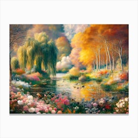 Willows And Flowers 1 Canvas Print