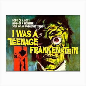 I Was A Teenage Frankenstein, Horror, Funny Movie Poster Canvas Print