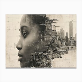 Temporal Resonances: A Conceptual Art Collection. Woman'S Face 1 Canvas Print