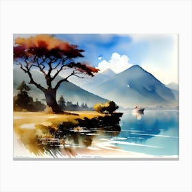 Watercolor Of A Lake Canvas Print