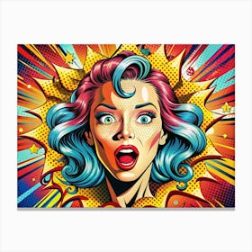 Pop Art Woman With Surprised Expression Canvas Print