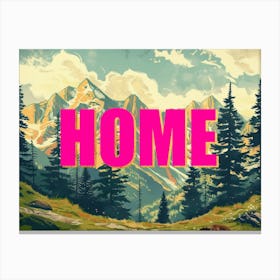 Pink And Gold Home Poster Landscape Retro Illustration 5 Canvas Print