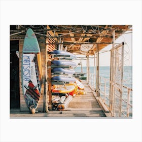 Surfboards On Dock Canvas Print