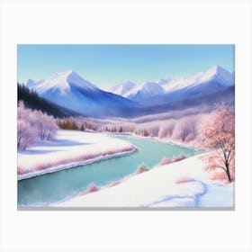 Winter's Grace: A Mountain View Canvas Print