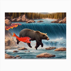 Bear And Fish Canvas Print