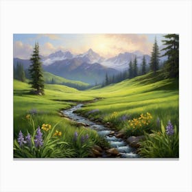 Rivulet In The Meadow Canvas Print