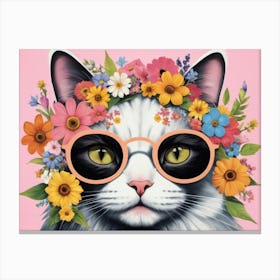 Cat In Flower Crown Canvas Print