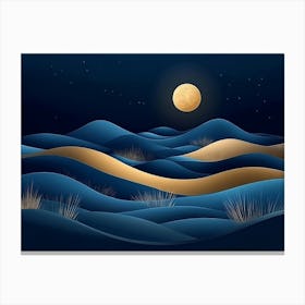 Night Landscape With Moon 1 Canvas Print