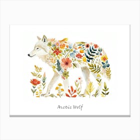 Little Floral Arctic Wolf 3 Poster Canvas Print