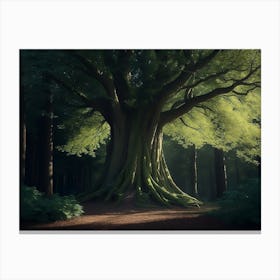 Hornbeam Tree Standing Deep In The Woods Canvas Print