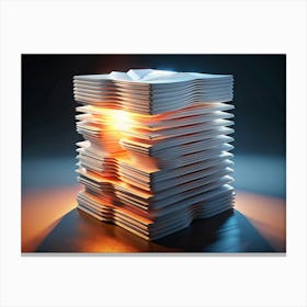 Stack Of Paper With Glowing Light Canvas Print