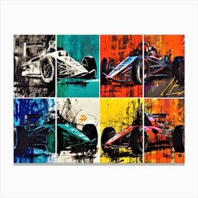 Race Rush - F1 Cars Collage Canvas Print