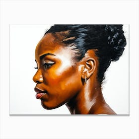 Side Profile Of Beautiful Woman Oil Painting 196 Canvas Print