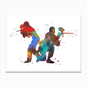 Paintball Player Watercolor Canvas Print