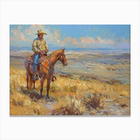 Cowboy In Great Plains 1 Canvas Print