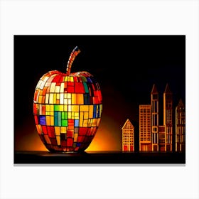 Stained Glass Apple Canvas Print