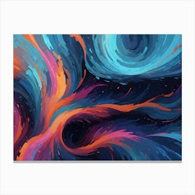 Abstract Swirling Blue And Orange Brushstrokes Canvas Print