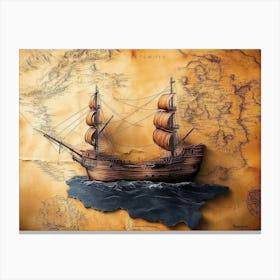 Texture Vintage Earth Ship Reis Paper Old Antique Grunge Design Art Piri 3d Map Canvas Print