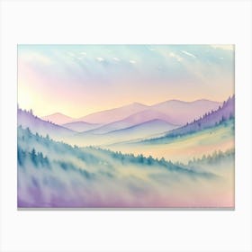 Watercolor Of Mountains Canvas Print