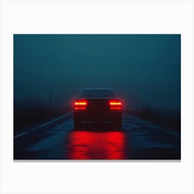 Car On The Road At Night Canvas Print