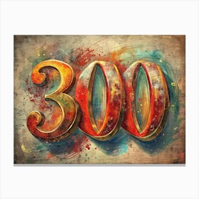 Number 300 With A Watercolor Background Canvas Print