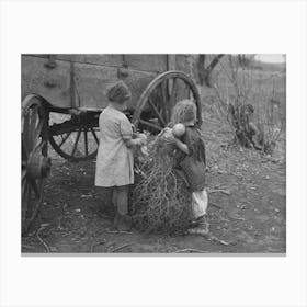 Children Of Earl Pauley, Playing With Dolls In Tumbleweed, Near Smithland, Iowa By Russell Lee Canvas Print