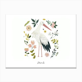 Little Floral Stork 2 Poster Canvas Print