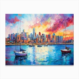 Chicago Skyline At Sunset Canvas Print