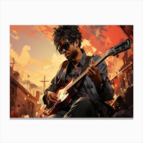 Guitar Player In A City 5 Canvas Print